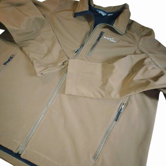Eddie Bauer DWR Jacket Coat Full Zip 3X Brown Black Soft Shell Pockets Outerwear - Picture 2 of 16